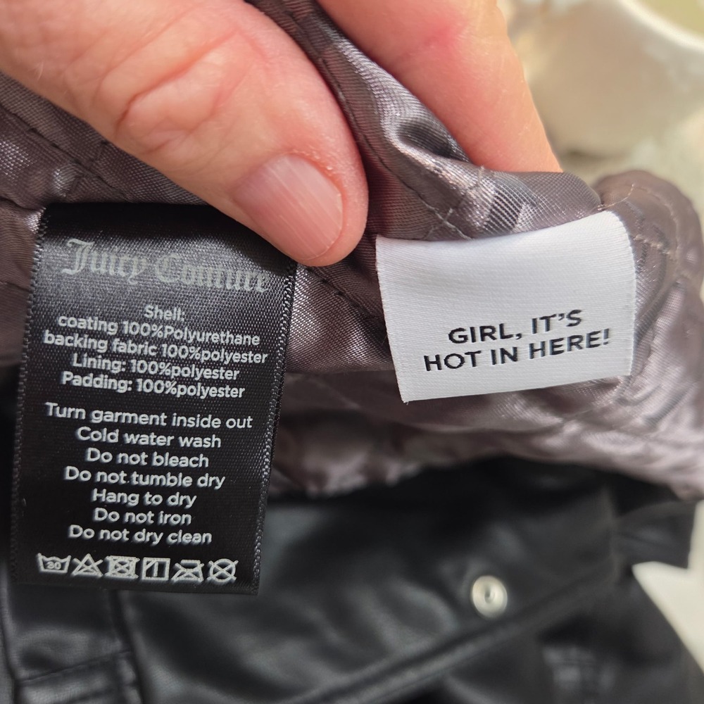 Juicy Couture Black‎ Faux Leather Shirt Jacket Heart Studs Womens S - Picture 6 of 9